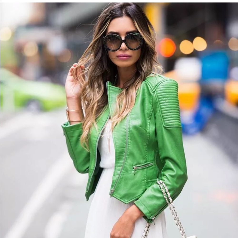 ✨SALE✨Zara faux leather green jacket